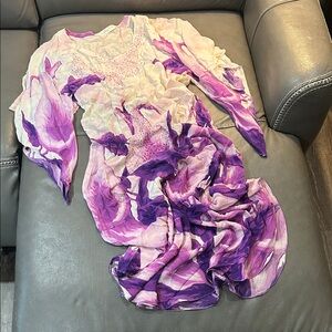 Victoria Luxury Silk Purple & Pink Floral Dress See measurements